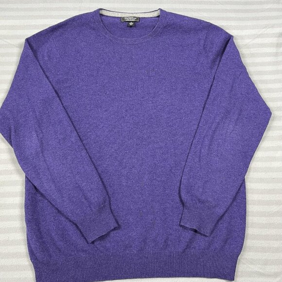 Saks Fifth Avenue Sweater Mens Large Purple Cashmere Crewneck Todd and Duncan - Picture 1 of 8